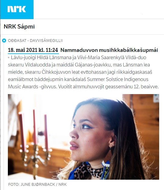 NRK Sápmi, (Norway) 18.5.2021