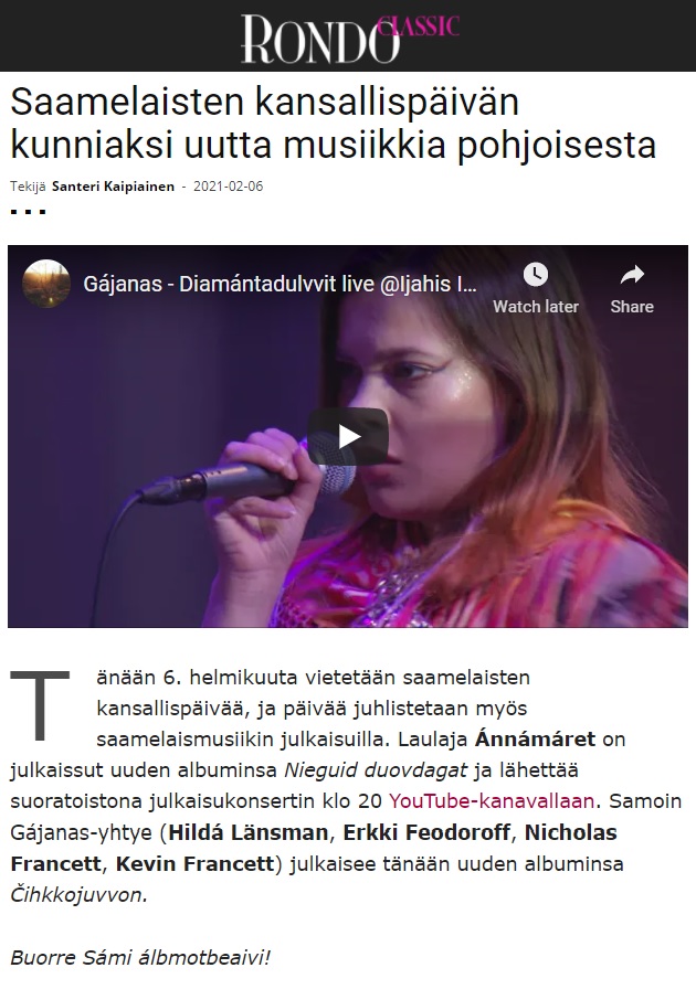 Rondo (Finland), 6.2.2021