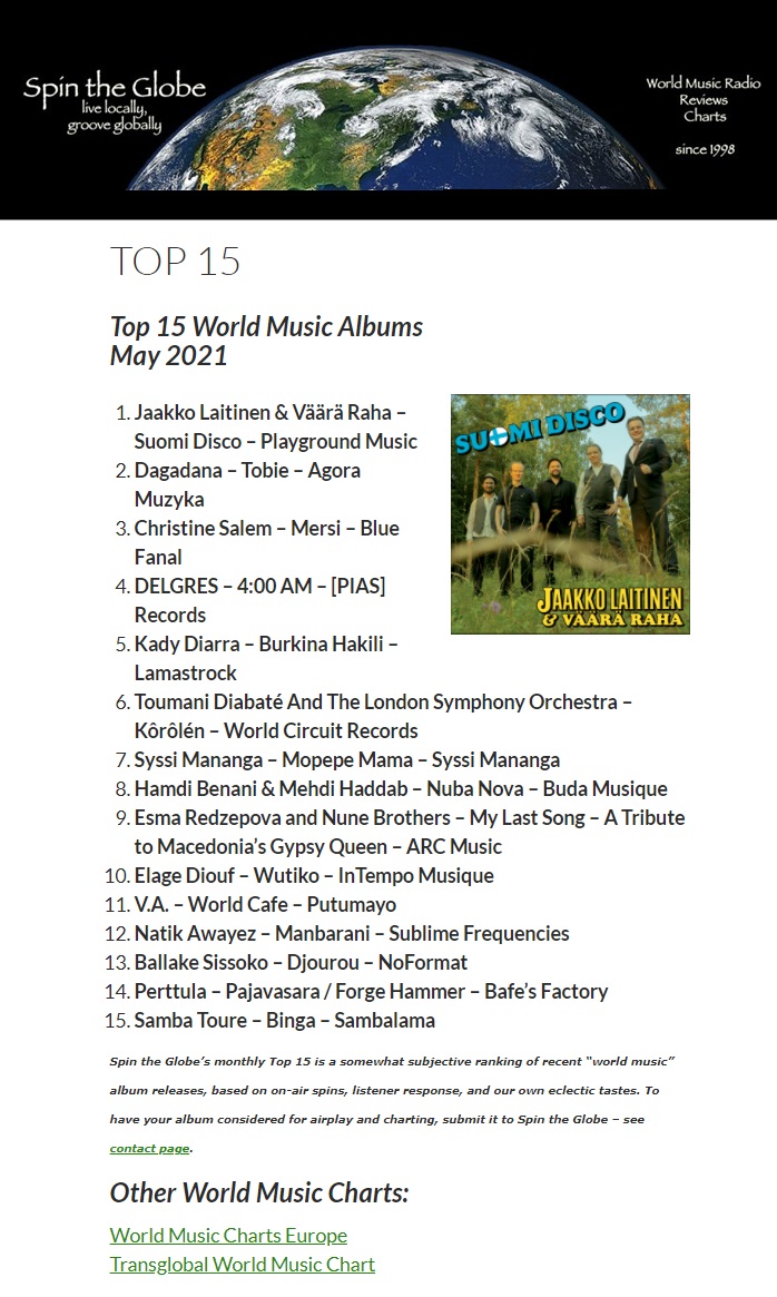 KAOS, Spin the Globe, Top 15 World Music Albums May 2021 (USA), May 2021
