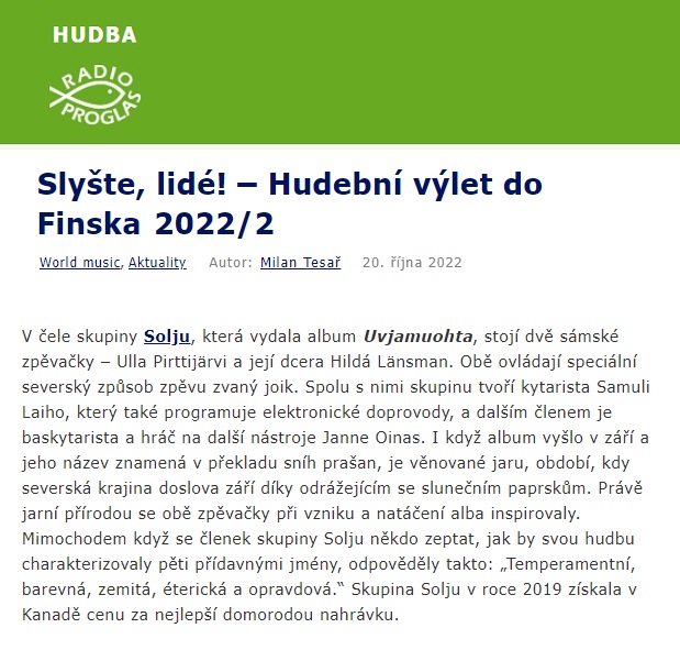 Radio Proglas, (Czech Republic), 20.10.2022
