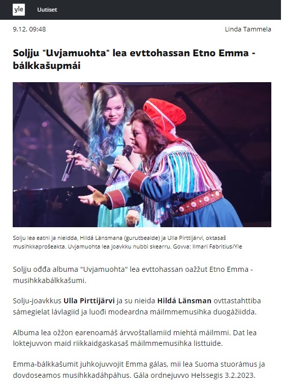 Yle Sápmi (Finland), 9.12.2022