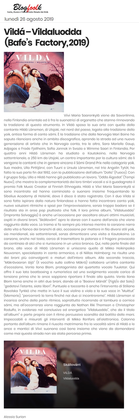 Blogfoolk (Italy), 26.8.2019