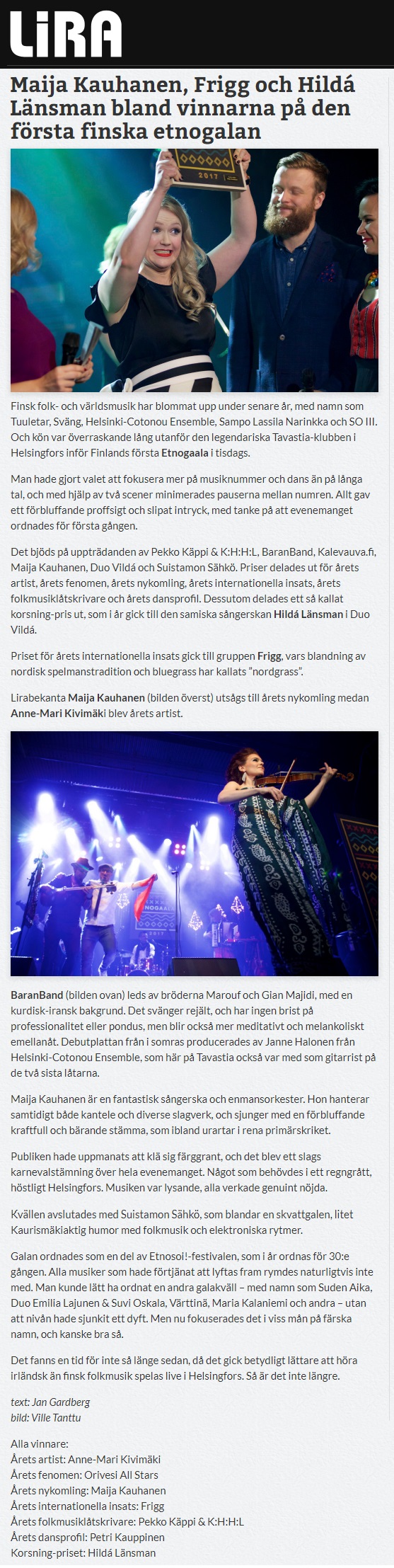 Lira Musikmagasin (Sweden), 10.11.2017
