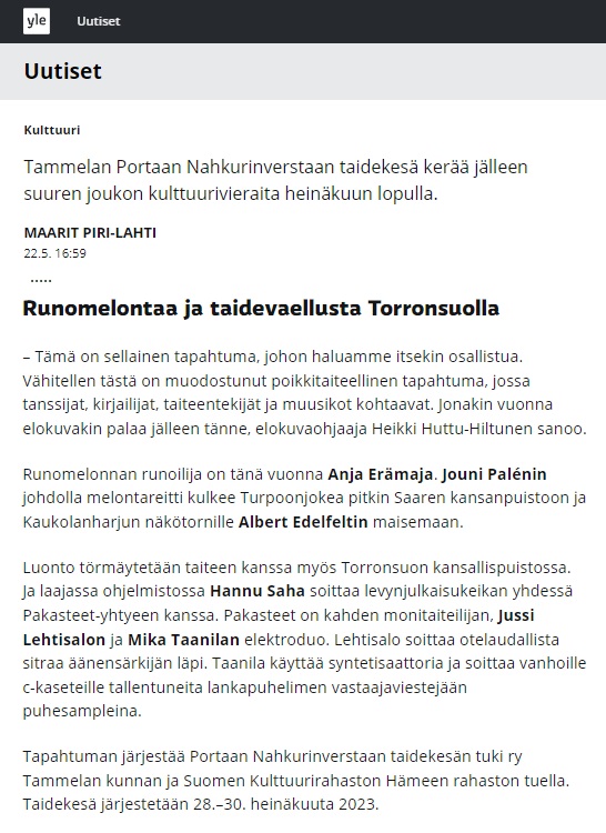 Yle, Uutiset, Kultuuri (Finland), 22.5.2023