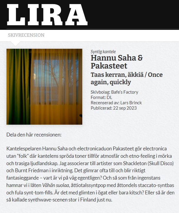 Lira Musikmagasin (Sweden), 22.9.2023
