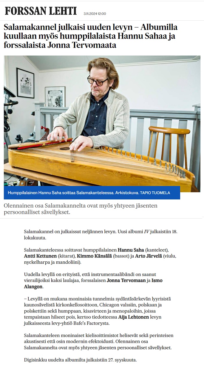 Forssan Lehti (Finland), 3.11.2024